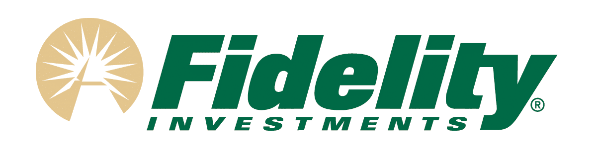 A green and white logo of fidelity investments.